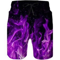 Purple Fire Flame Funny Swim Trunks