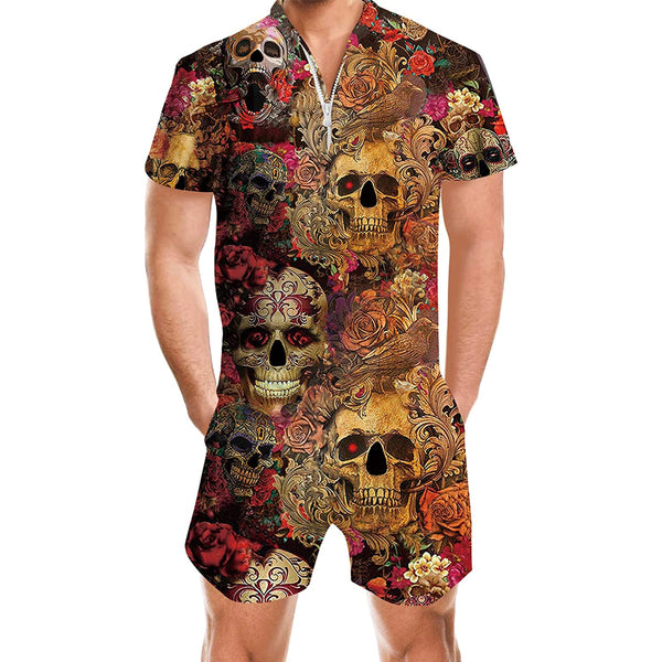 Halloween Golden Skull Men Romper