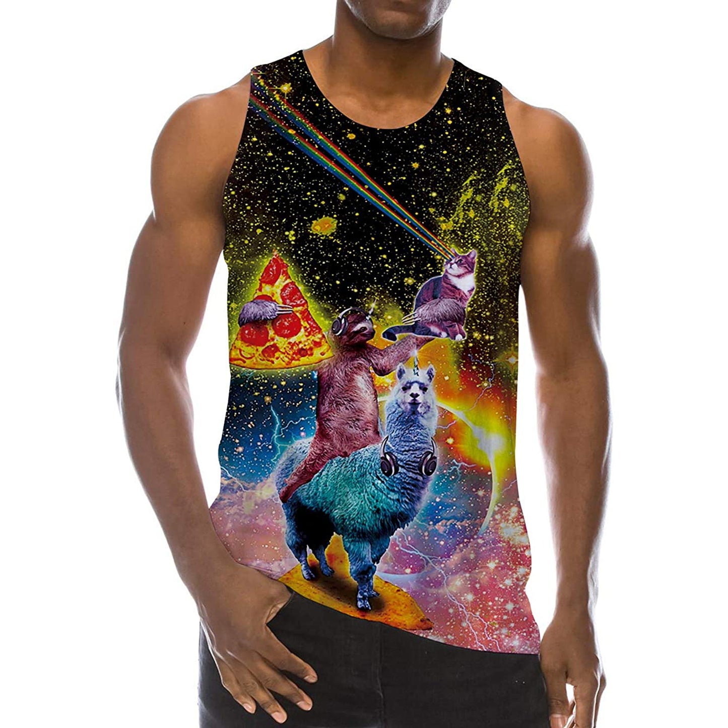 Faultier Reiten Lama Katze Lustig Tank Top