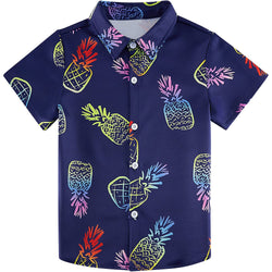 Pineapple Navy Funny Toddler Hawaiian Shirt