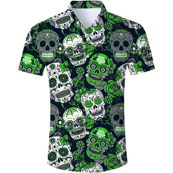 Halloween Rose Skull Funny Hawaiian Shirt