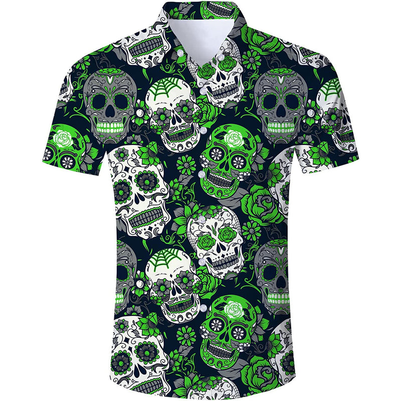 Halloween Rose Skull Funny Hawaiian Shirt