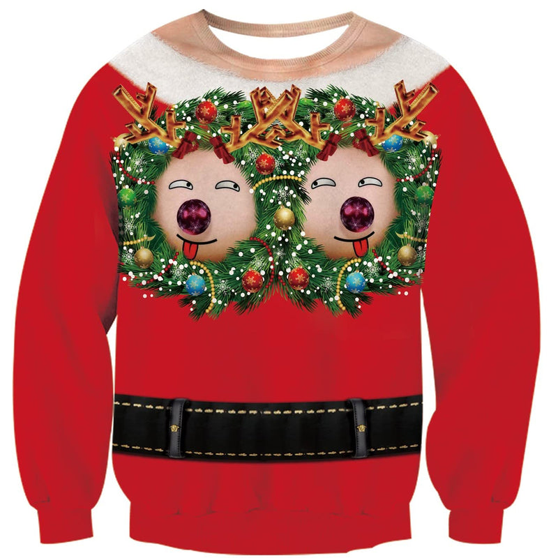 Reindeer Tits Red Ugly Christmas Sweater