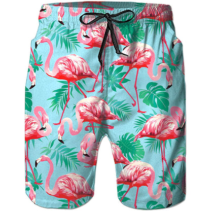 Pink Flamingo Funny Swim Trunks