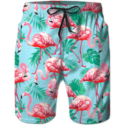 Pink Flamingo Funny Swim Trunks