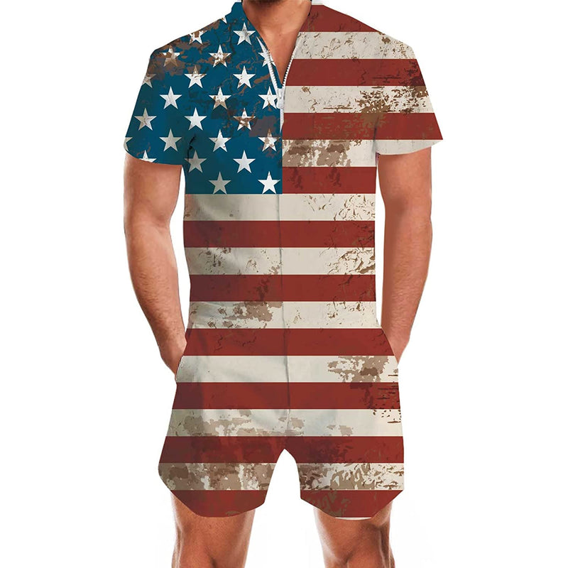 Vintage American Flag Male Romper