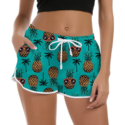 Coole lustige Boardshorts mit Palmen und Ananas für Damen