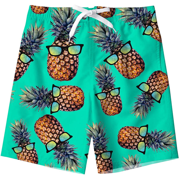 Green Sunglasses Pineapple Funny Boy Swim Trunk