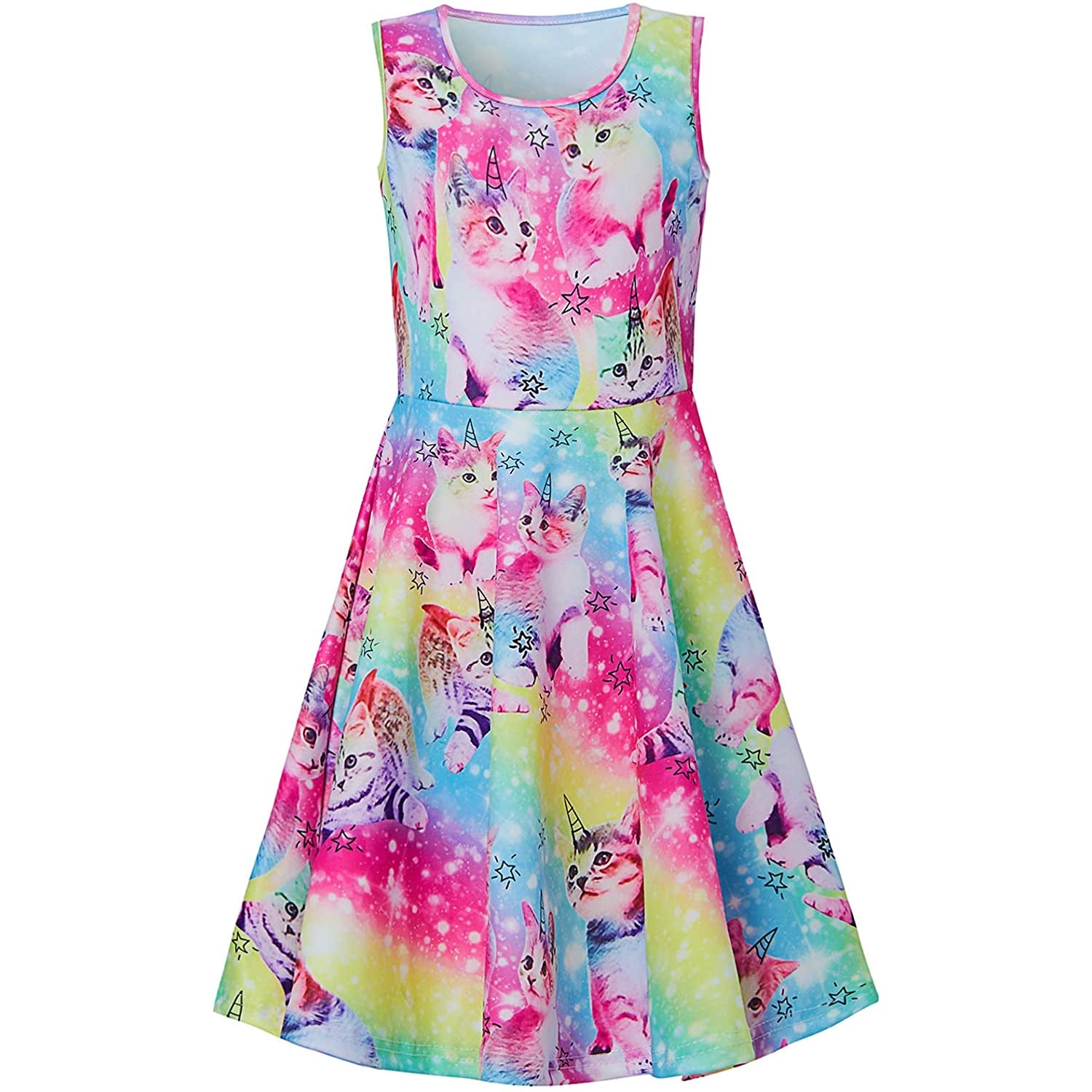 Rainbow Unicorn Cat Funny Girl Dress XL