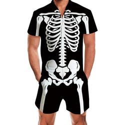 Halloween Skeleton Men Romper