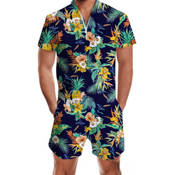 Tropical Flowers Funny Male Romper