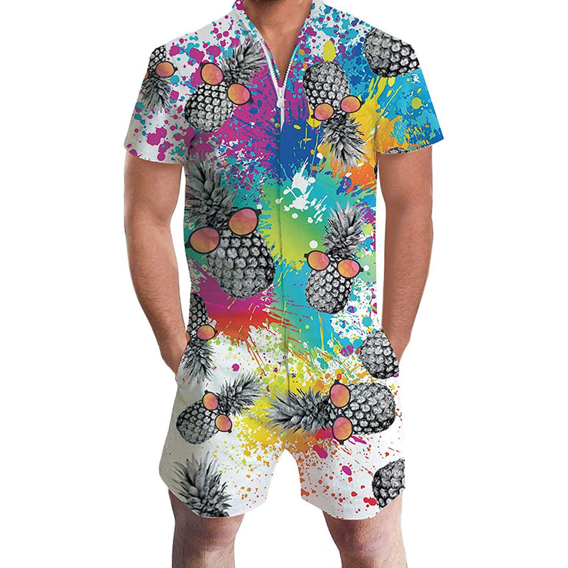 Paint Splatter Pineapple Male Romper