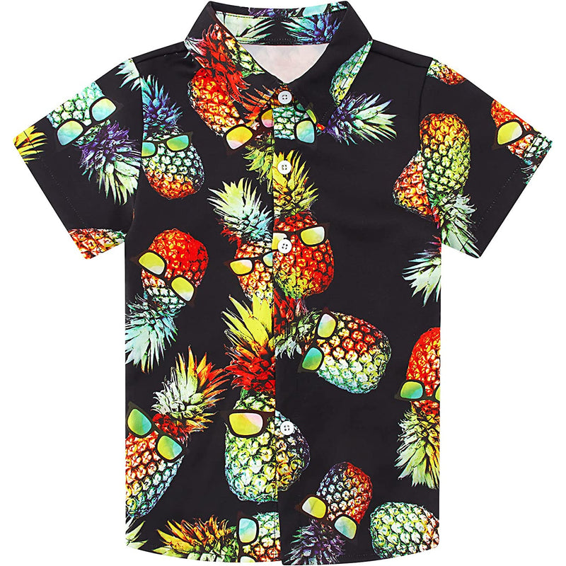 Colorful Sunglasses Pineapple Black Funny Toddler Hawaiian Shirt