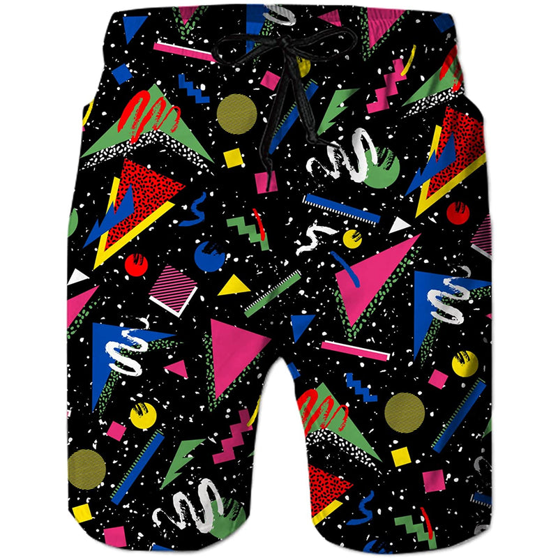 80s Black Funny Swim Trunks