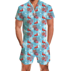 Blue Coconut Tree Flamingo Male Romper