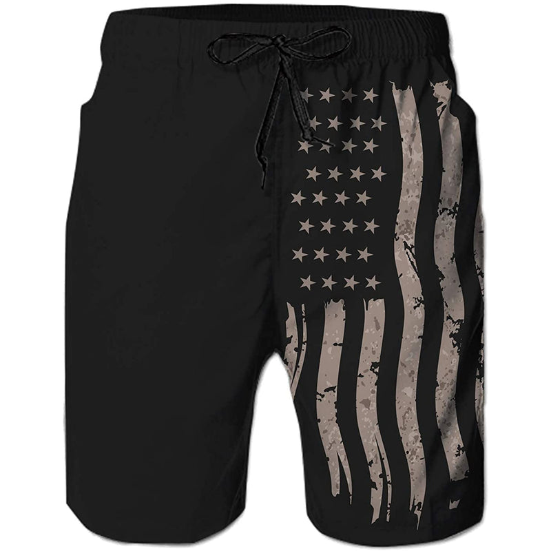 Black American Flag Funny Swim Trunks