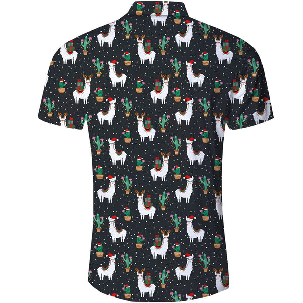 Alpaca Cactus Christmas Funny Hawaiian Shirt