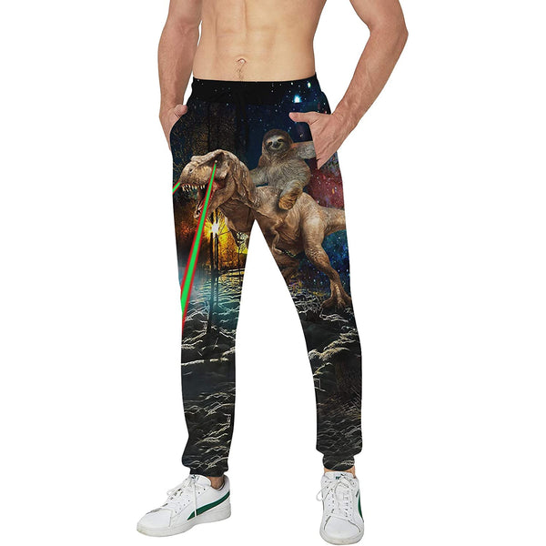 Sloth Riding Dinosaur Funny Sweatpants