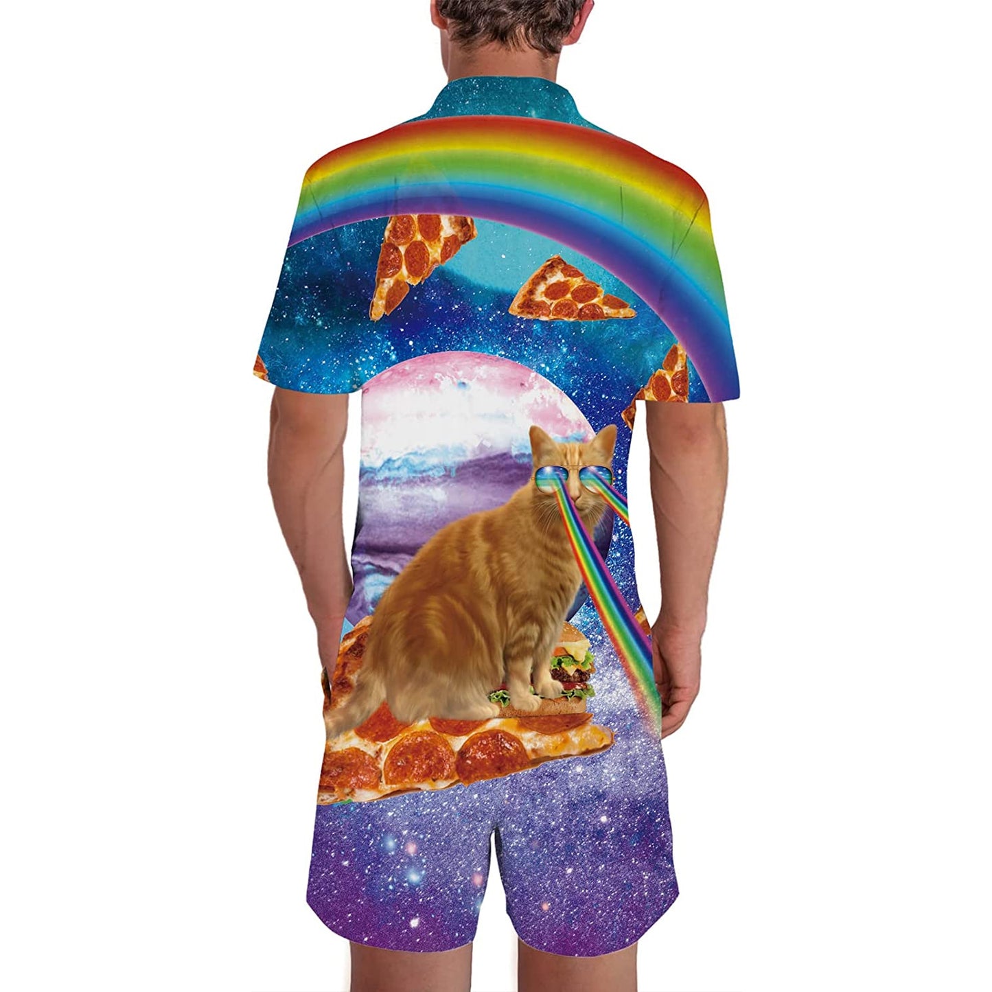 Regenbogen Katze Pizza Männer Strampler
