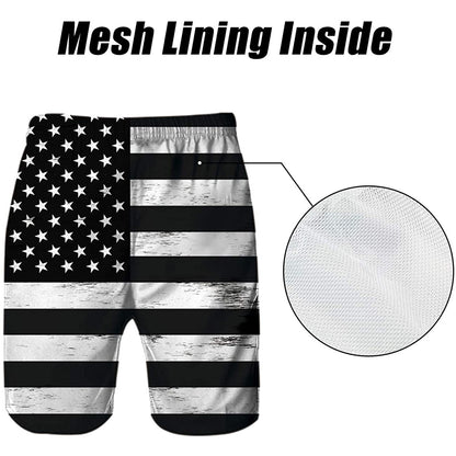 Schwarze lustige Badehose mit amerikanischer Flagge