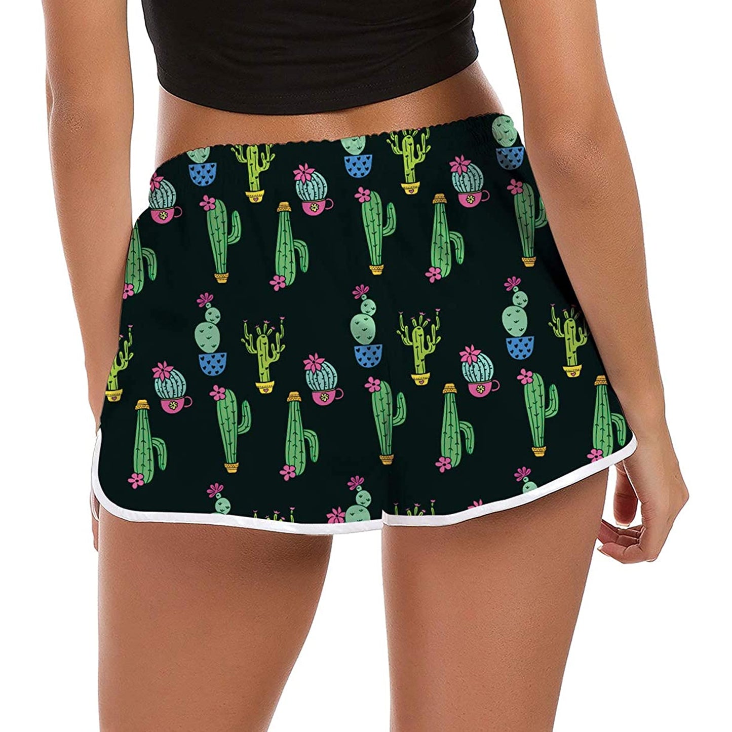Lustige Boardshorts mit Kaktus-Motiv für Damen