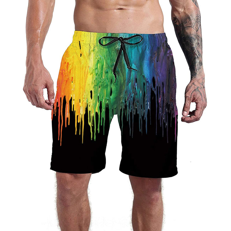 Black Paint Melting Funny Swim Trunks