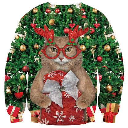 Rentier Brille Katze Hässlicher Weihnachtspullover