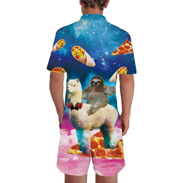 Sloth Riding LLama Men Romper