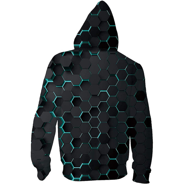 Black Honeycomb Zip Up Hoodie