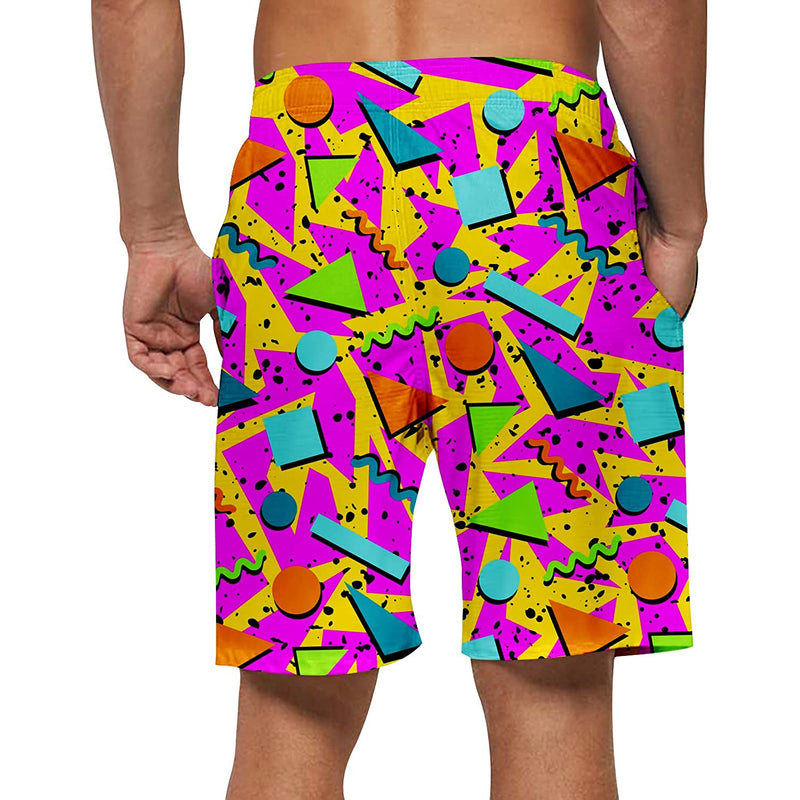 80s Pink Funny Swim Trunks