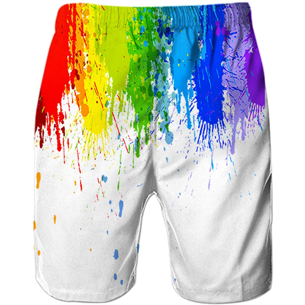 Paint Splatter White Funny Swim Trunks