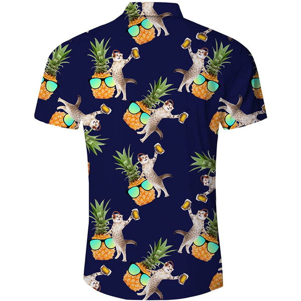 DJ Beer Cat Pineapple Funny Hawaiian Shirt