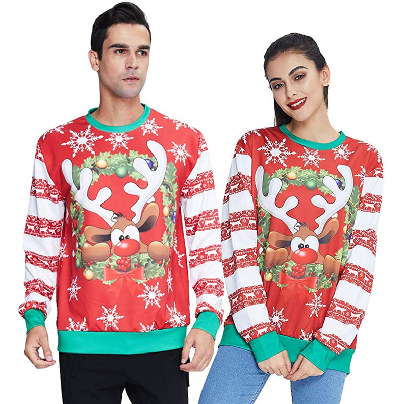 Snow Reindeer Ugly Christmas Sweater