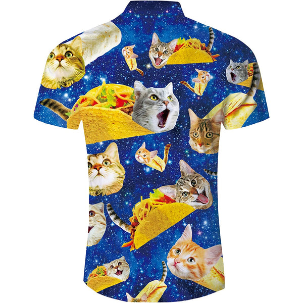 Blue Galaxy Taco Cat Funny Hawaiian Shirt