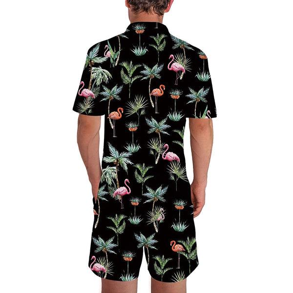 Palm Tree Flamingo Male Romper