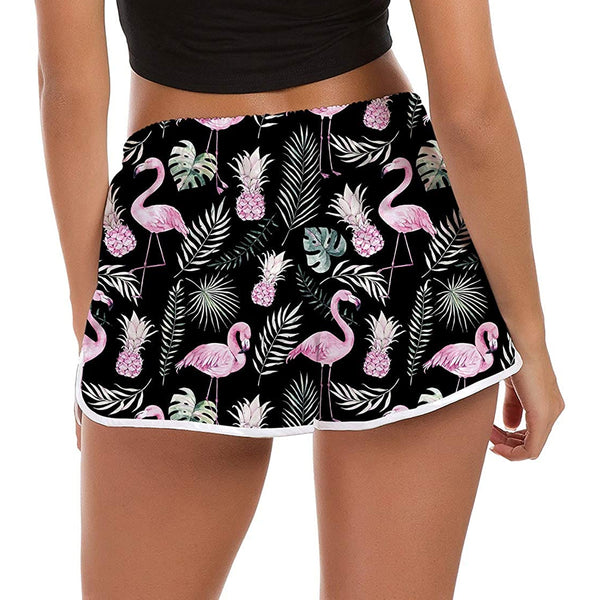 Pineapple Flamingos Funny Board Shorts for Women