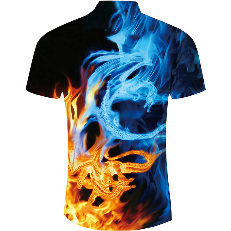 D&F Blue Flame Funny Hawaiian Shirt 3XL / Blue