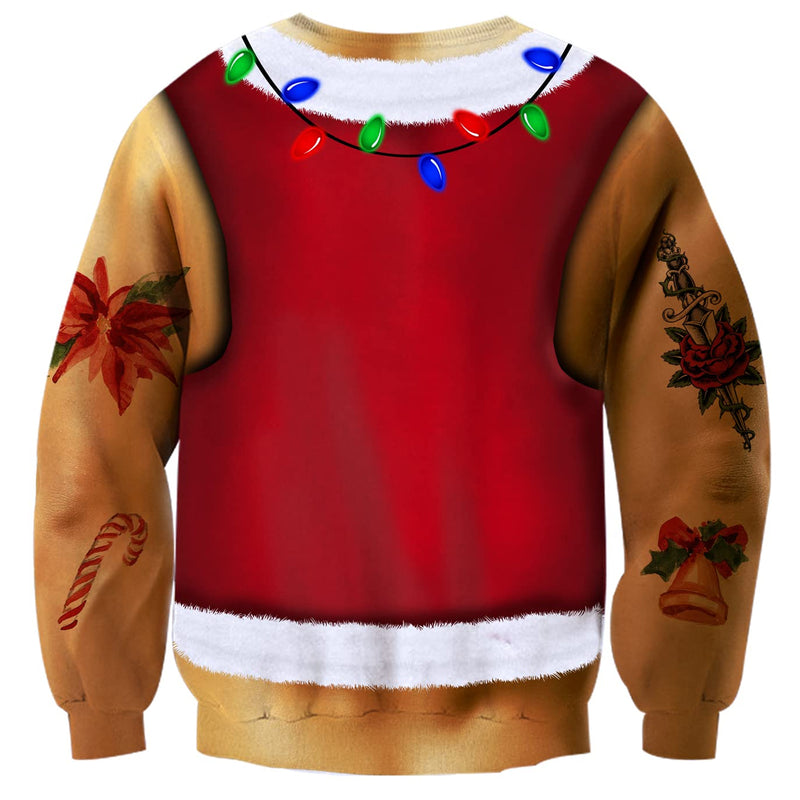 Reindeer Tie Muscle Man Ugly Christmas Sweater
