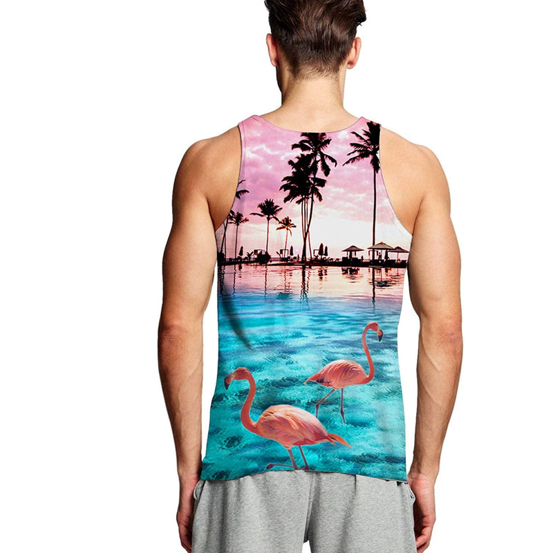 Sunset Flamingo Funny Tank Top