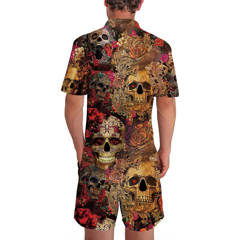 Halloween Golden Skull Men Romper