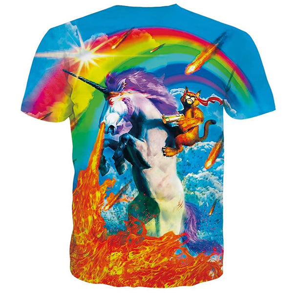 Cat Riding Unicorn Funny T Shirt