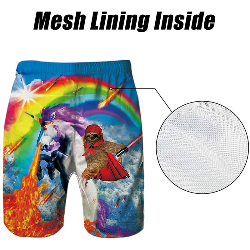 Sloth Riding Unicorn Funny Swim Trunks D F Clothing