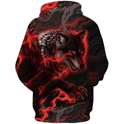 Rode Wolf Grappige Hoodie