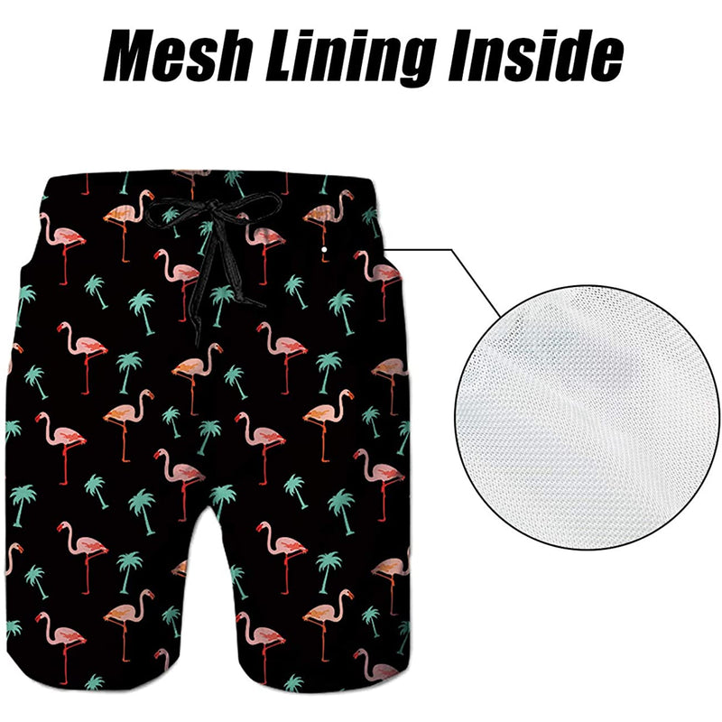 Palm Tree Flamingos Funny Swim Trunks