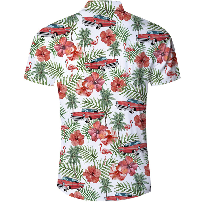 Palm Leaf Flamingo Car Funny Hawaiian Shirt