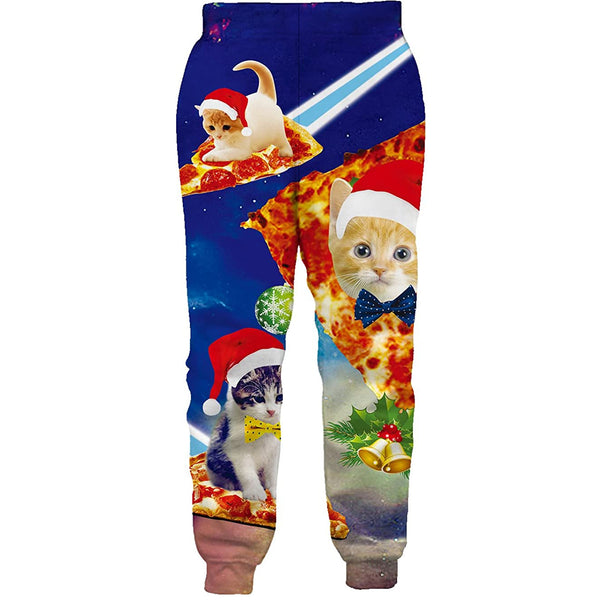 Christmas Pizza Cat Funny Sweatpants