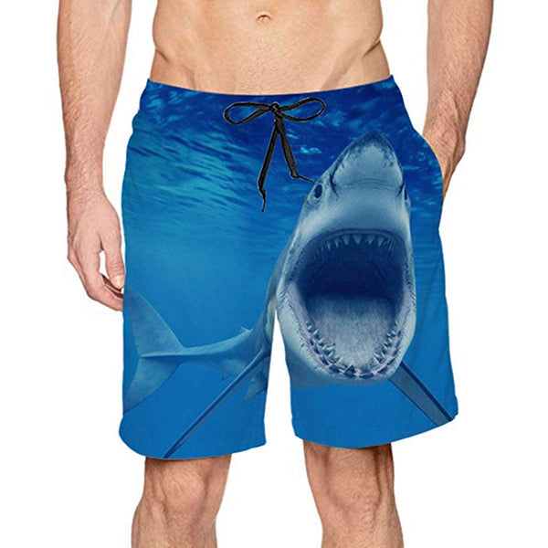 Blue Shark Funny Swim Trunks