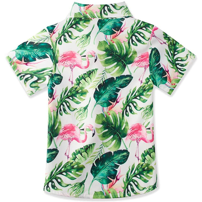 Tropical Leaf Flamingo Funny Toddler Hawaiian Shirt
