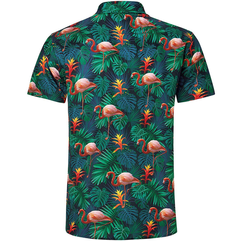 Tropical Leaf Flamingos Funny Hawaiian Shirt