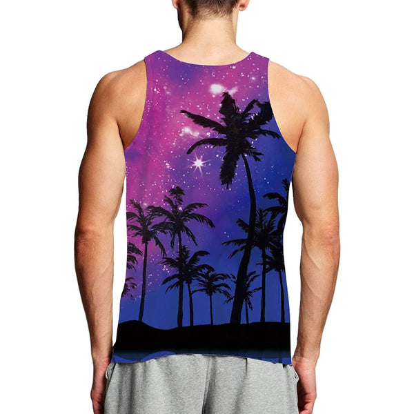 Galaxy Palm Tree Funny Tank Top